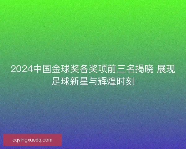 2024中国金球奖各奖项前三名揭晓 展现足球新星与辉煌时刻