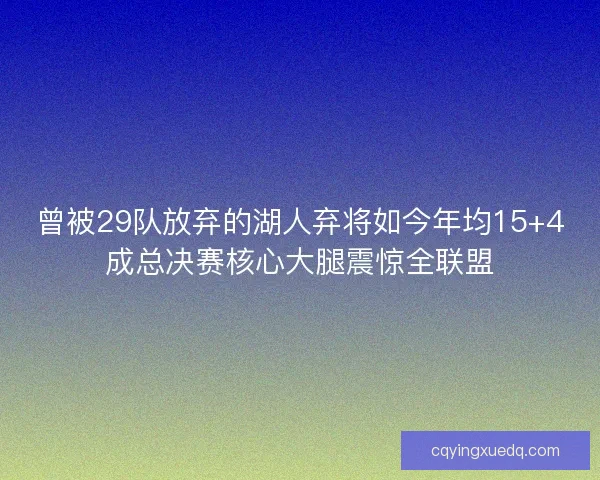 曾被29队放弃的湖人弃将如今年均15+4成总决赛核心大腿震惊全联盟